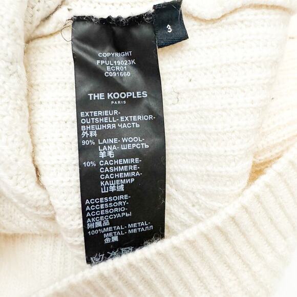 The Kooples Wool Long Sleeve Sweater Black Studded Trim Size 3 L - Picture 5 of 7